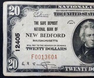 1929 $20.  00 National Currency,  The Safe Deposit National Bank of Bedford,  MA 2