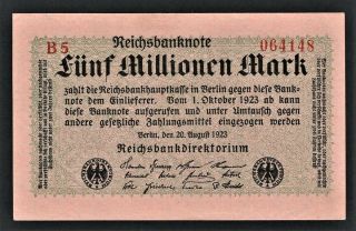 Vad - Germany - 5 Millionen Mark Banknote - P 105 (cv=20) A/u
