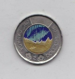 2017 Canada Two Dollar Coin (toonie) Northern Lights Glow In Dark