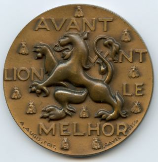 France City Of Lyon French Bronze Art Medal 59mm 104gr