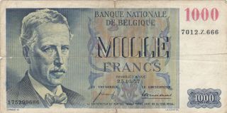 1000 Francs Fine Banknote From Belgium 1957 Pick - 131