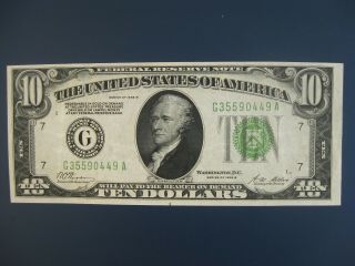 Early Date 1928 B Usa/united States Of America $10 Banknote Crisp Vf