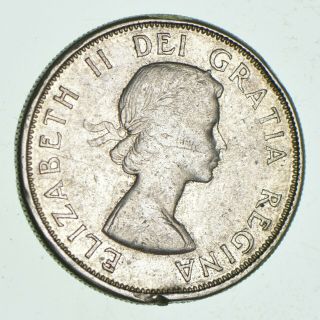 World Coin - 1960 Canada 50 Cents - World Silver Coin - 11.  5g 765