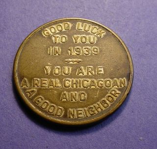 Chicago Good Luck Medal 1938 / Christmas / Pictorial - Bl - 187