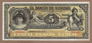 Mexico: 5 Pesos Banknote,  (unc),  P - S419r,  1897 - 1911,