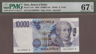 Italy: 10000 Lire Banknote,  (unc Gem Pmg67),  P - 112c,  03.  09.  1984,