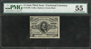 Fr.  1238,  5 Cents Third Issue Fractional Currency – Pmg About Unc.  55