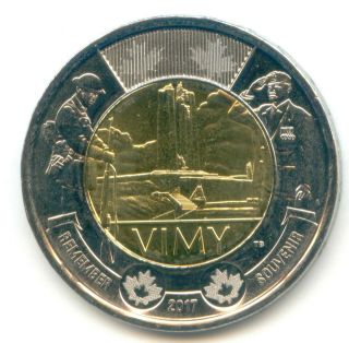 Canada 2017 Toonie Two Dollar Coin Canadian $2 Remember Battle Of Vimy Ridge Unc