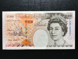 Gb Bank Of England 1999 £10 Ten Pounds Banknote Unc S/n La80 999553