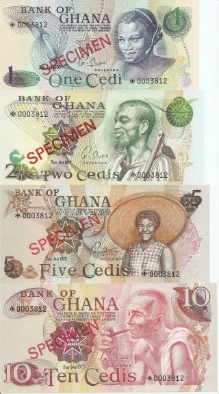 Ghana 1977 Specimen Set Of 4 Matching Number With 3812 Unc