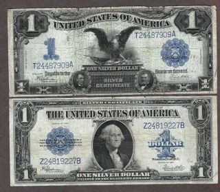 1899 & 1923 $1.  00 Silver Certificates,  Worn But Presentable