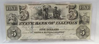 1841 $5 State Bank Of Illinois Il & Mi Canal Obsolete Bank Note Pc - 269