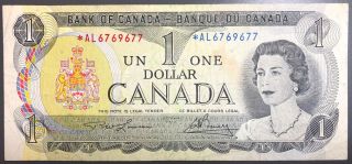 1973 Bank Of Canada $1 One Dollar Bill - Replacement Note Prefix Al