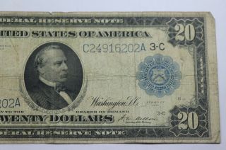 1914 $20 Twenty Dollar Federal Reserve Note FR 975 White - Mellon Horse Blanket 3