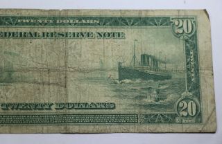 1914 $20 Twenty Dollar Federal Reserve Note FR 975 White - Mellon Horse Blanket 6