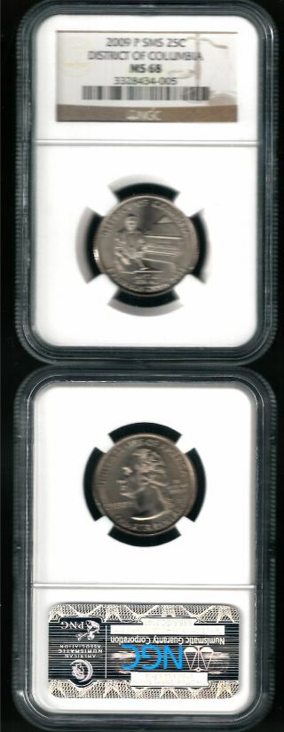 2009 P District Of Columbia Quarter Ngc Ms 68 Sms
