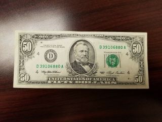 1993 Cleveland $50 Dollar Bill Note Frn D39106880a