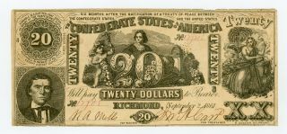1861 T - 20 $20 The Confederate States Of America Note - Civil War Era