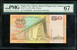 Papua Guinea 50 Kina Nd 1989 P 11 Gem Unc Pmg 67 Epq