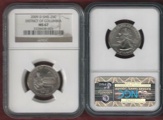 2009 - D District Of Columbia Quarter Ngc Ms 67 Sms Wow