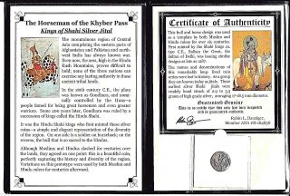 Kings Of Shahi Silver Jital Coin,  Horseman Of The Khyber Pass,  Album & Certificate