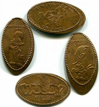 Woody Woodpecker And His Girl Winnie Universal Set Four Copper Pressed Pennies