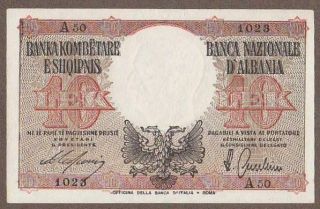 1940 Albania 10 Lek Note Unc