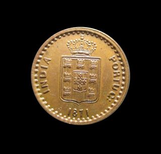 Portuguese India 3 Reis 1871 Bombay Ruler Luis I Km 301 5832