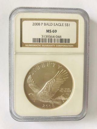 2008 P Bald Eagle S $1 Ms 69 Us One Dollar Silver Coin Liberty.