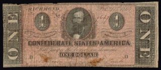 T71 1864 Us $10 Confederate States America /richmond