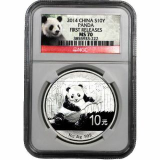 2014 China 1 Oz Silver Panda Coin Ngc Ms70 Er