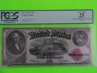 Fr 60 1917 $2 Legal Tender Two Dollar Bill Pcgs 25 - Very Fine