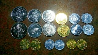 Seychelles: 9 - Piece Uncirc.  Coin Set,  0.  01 To 5 Rupees