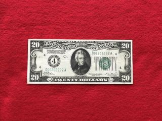 Fr - 2050d 1928 Series $20 Twenty Dollar Cleveland Federal Reserve Note Vf