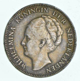 Silver - World Coin - 1940 Netherlands 1 Gulden - World Silver Coin - 10.  1g 886