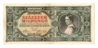 1946 Hungary Hyper Inflation 100.  000 Milpengo / 100000000000 Pengo
