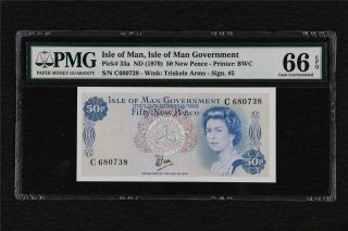 1979 Isle Of Man Government 50 Pence Pick 33a Pmg 66 Epq Gem Unc