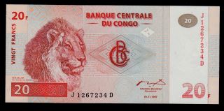Congo Democratic Republic 20 Francs 1997 Pick 88a Unc