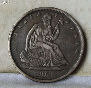 1861 - O Liberty Seated Half Dollar " Xf " Sh After 1st Item