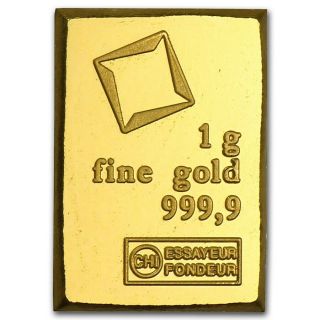 1 Gram Valcambi Suisse.  9999 Fine Fractional Gold Bar