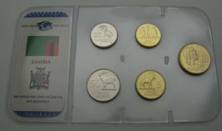 Zambia 25,  50 Ngwee & 1,  5,  10 Kwacha 1992 - 5 Coins.