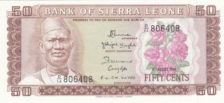 50 Cents Unc Banknote From Sierra Leone 1984 Pick - 4