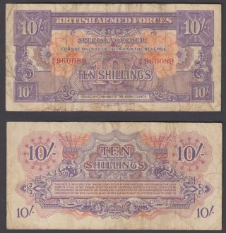 Great Britain Uk 10 Shillings 1946 (f) Banknote P - M14a British Armed F