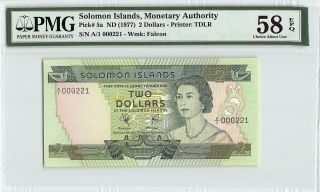 Solomon Islands Nd (1977) P - 5a Pmg Choice About Unc 58 Epq 2 Dollars
