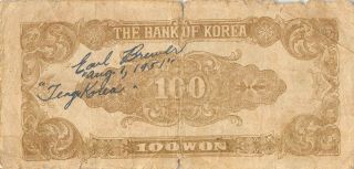 Korea 100 Won Nd.  1950 P 7 Block { 141 } Circulated Banknote K11