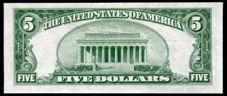 FR.  1652 1934 - B $5 FIVE DOLLARS SILVER CERTIFICATE GEM UNCIRCULATED 2