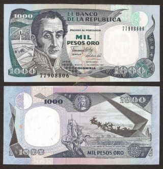 Colombia 1,  000 1000 Pesos 1990 P - 432 Unc Uncirculated