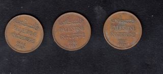 3 British Mandate - Palestine (israel) Coins 2 Mils,  Set 1927/1941/1942 Year