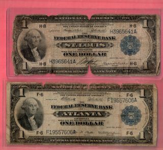 [[ 2 ]] 1918 Large Size $1.  00 Fed Res Notes