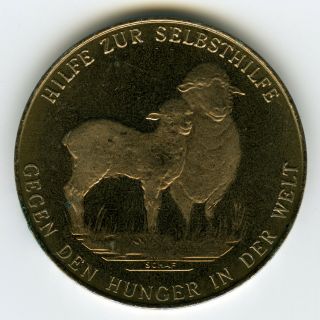 German Token Medal 1984 ☆ Fight Against Hunger • Sheep ☆ Jeton NotmÜnze ☆c3958